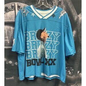 Chris Brown Breezy Bowl XX Jersey Women's Large‎ Blue Mesh Graphic Tour Merch